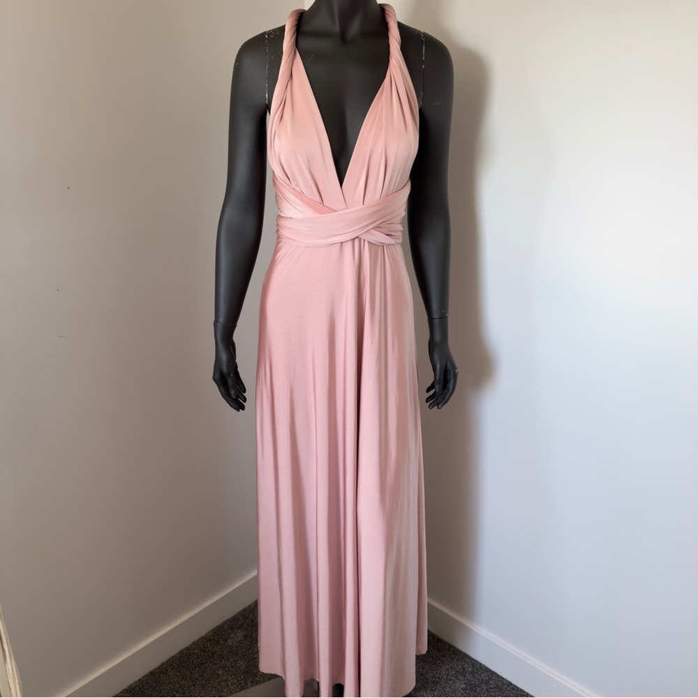 117. Lulus Blush Pink Convertible Deep V-Neck Maxi Dress Size S